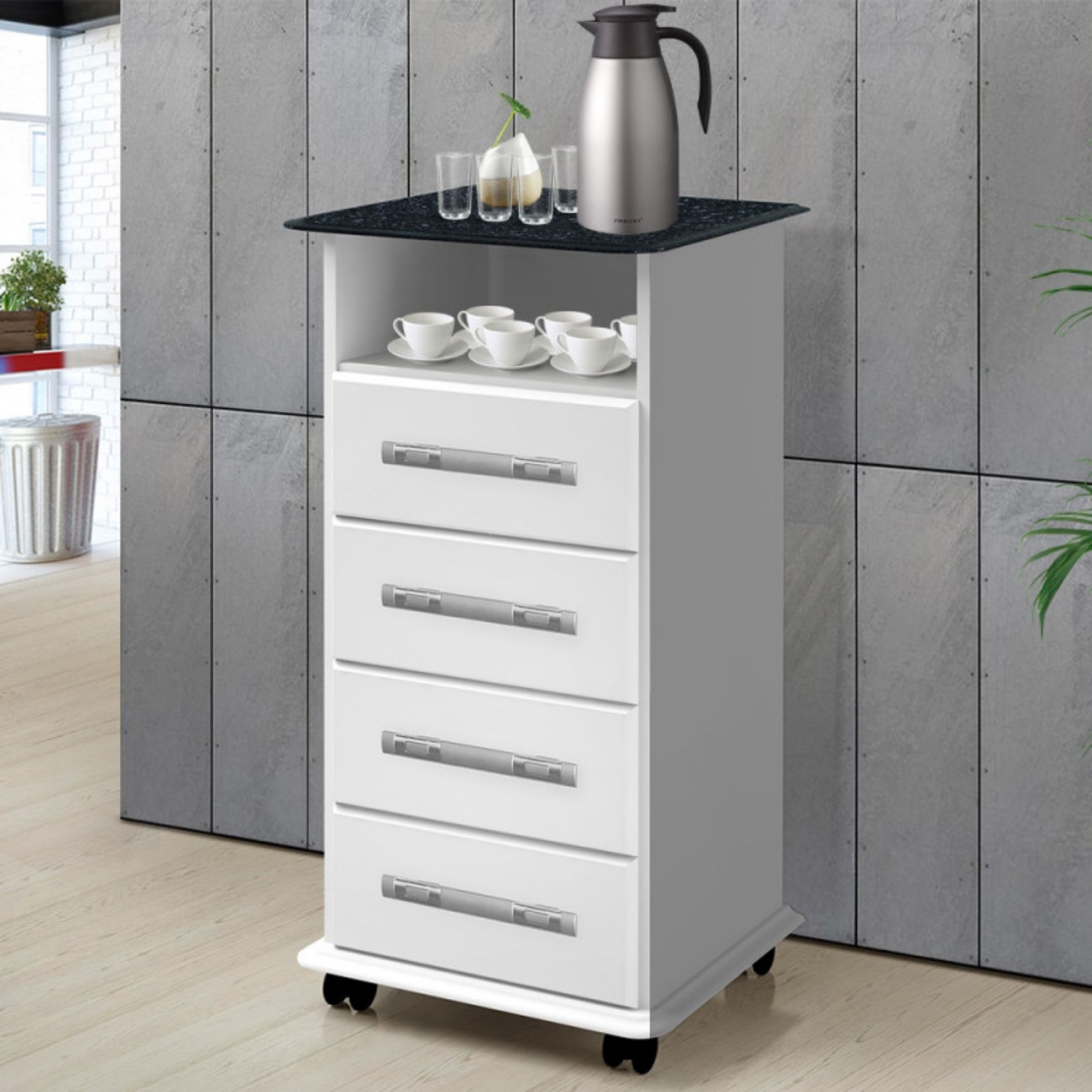 Balcão Açaí Branco Com Mármorizado Passe Bem Móveis - Image 2