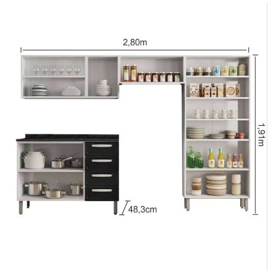 Cozinha de aço Evidence Bertoline 4 Peças 13 Portas e 4 Gavetas - Image 3