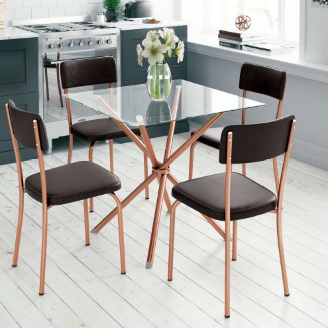 Conjunto de jantar C/4 cadeiras Rose Gold-Brigatto - Image 2