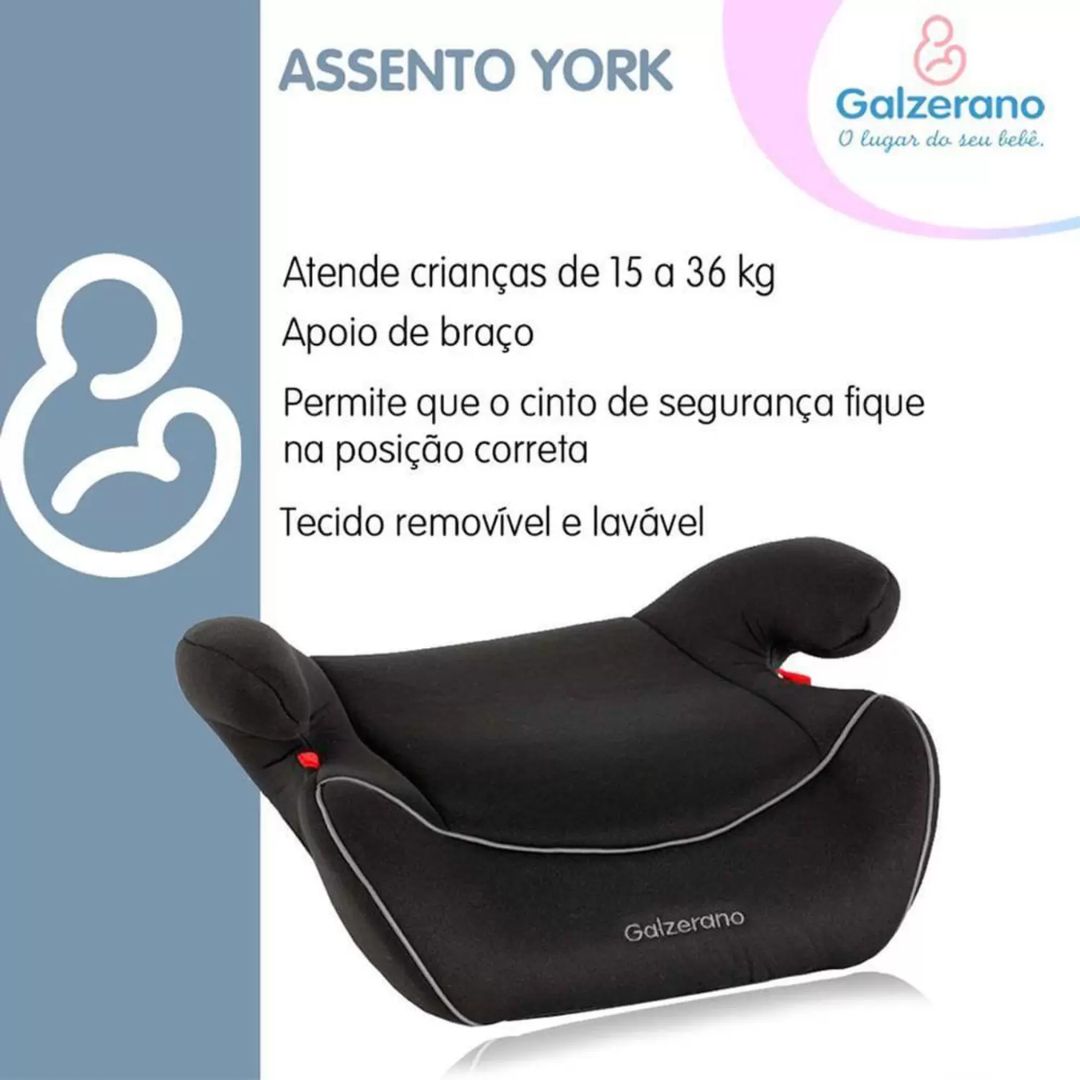 Assento York Crianças de 15 a 36 Kg Preto - Galzerano - Image 2