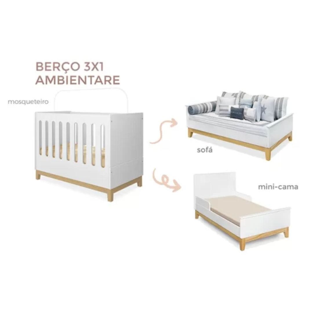 Berço Ambientare Branco Fosco com Base Matiz-Incabrás - Image 3