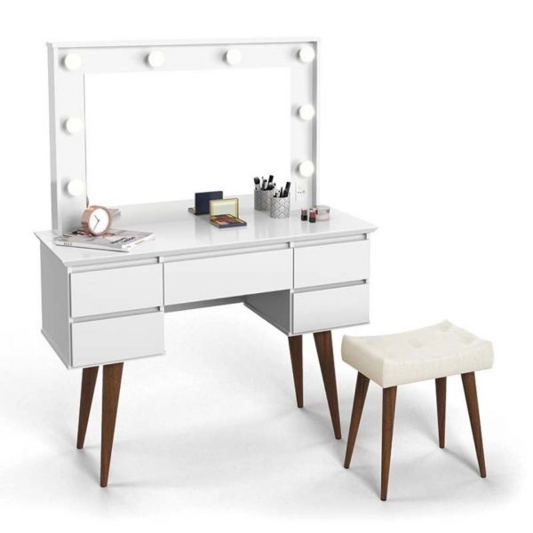 Penteadeira Patrimar Camarim Strass com Banqueta Branco - Image 2